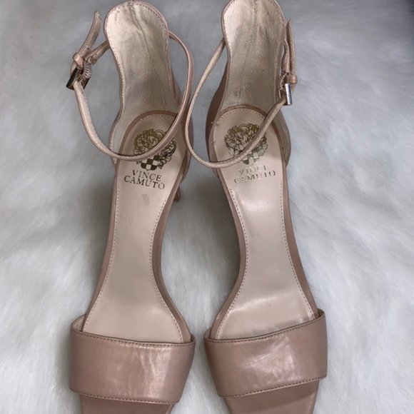 Vince Camuto Court Nude Strappy Leather Heels - Picture 3 of 8